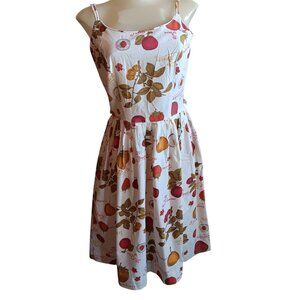 1OF1 sz 6 MCM Vintage 1960's French Fruit Pattern Summer Dress Sleeveless